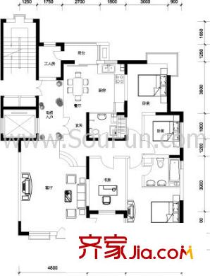 半島豪庭戶型圖戶型圖 4室2廳2衛(wèi)1廚
