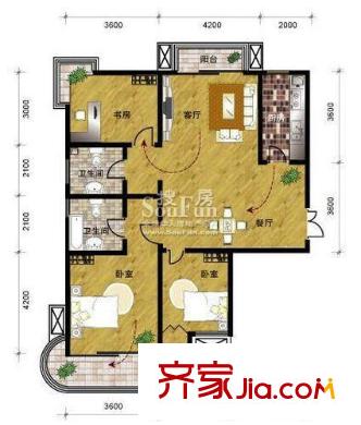 同方瞰和平戶型圖戶型圖 3室2廳2衛(wèi)