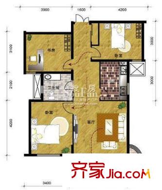同方瞰和平戶型圖戶型圖 3室1廳1衛(wèi)