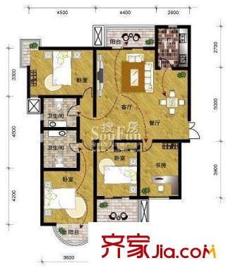同方瞰和平戶型圖戶型圖 4室2廳2衛(wèi)