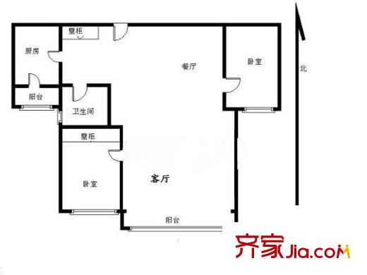 富力津門湖觀鷺花園 2室 戶型圖