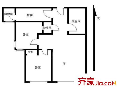 富力津門湖云舒花園 2室 戶型圖