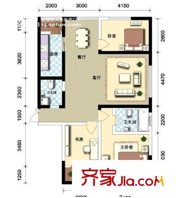 金盛國際戶型圖戶型圖 3室2廳1衛(wèi)1廚