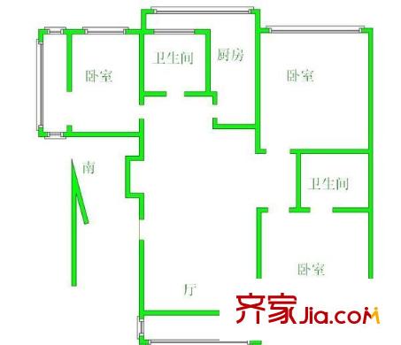 水上溫泉花園戶型圖戶型圖 3室1廳1衛(wèi)1廚