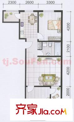 水郡花園戶型圖1/2號(hào)樓戶型 2室2廳1衛(wèi)