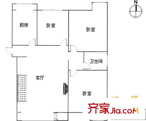 寶龍灣家園戶型圖戶型圖 3室1廳1衛(wèi)1廚