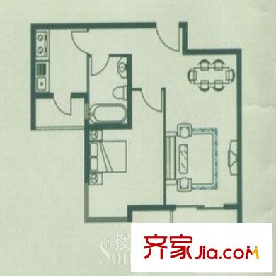 寶龍灣家園戶型圖G房型 1室1廳1衛(wèi)