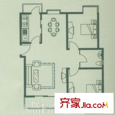 寶龍灣家園戶型圖K房型 2室2廳1衛(wèi)