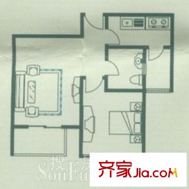 寶龍灣家園戶型圖B房型 1室1廳1衛(wèi)