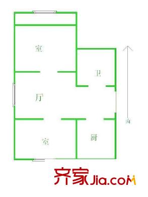 千禧園戶型圖戶型圖 2室1廳1衛(wèi)1廚
