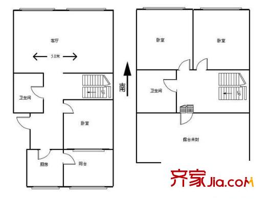 千禧園戶型圖戶型圖 3室1廳2衛(wèi)1廚