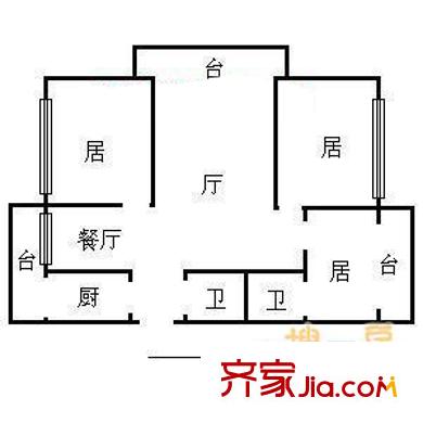 香水園戶型圖戶型圖 3室2廳2衛(wèi)1廚