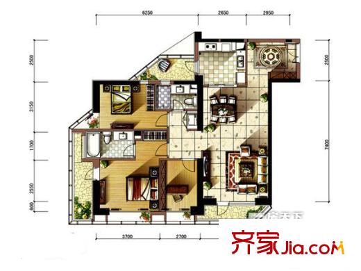 招商鉆石山戶型圖戶型圖 2室