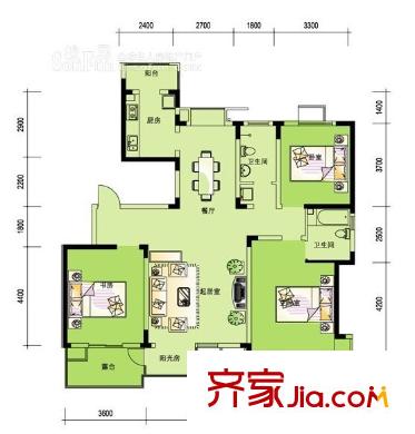 俊城淺水灣戶型圖戶型圖 3室2廳2衛(wèi)