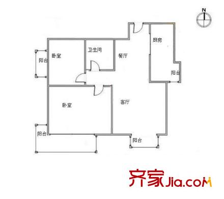龍亭家園戶型圖戶型圖 2室1廳1衛(wèi)1廚