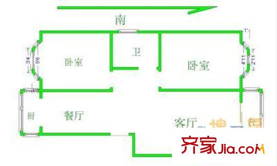 龍禧園戶型圖戶型圖 2室1廳1衛(wèi)1廚