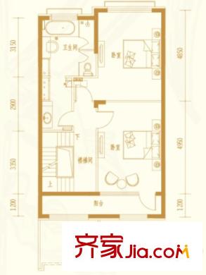 香墅里二期百合墅S6戶型二層戶型圖 4室2廳3衛(wèi)1廚
