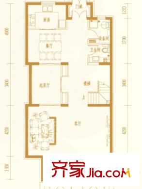 香墅里二期百合墅N5戶型一層戶型圖 4室3廳3衛(wèi)1廚