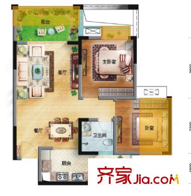 都市桃源戶型圖2室2廳 戶型圖 2室2廳