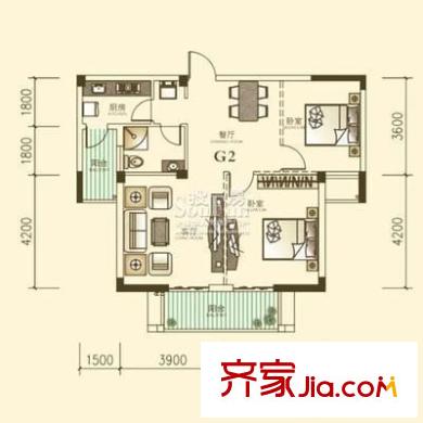 湘龙鑫城(还建房)户型图湘龙鑫城 2室 户型图