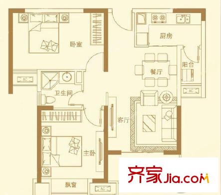 湘龙鑫城(还建房)户型图湘龙鑫城 2室 户型图