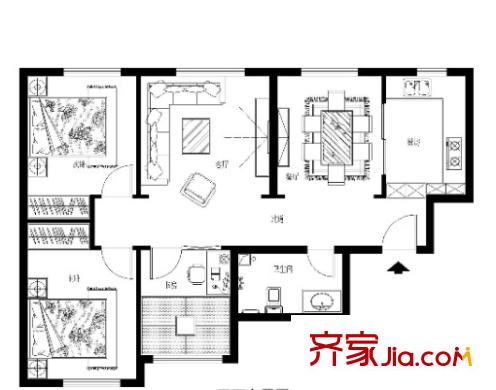 同馨花園二期戶型圖3室2廳 戶型圖 3室2廳
