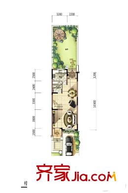 保利梧桐語(yǔ)四聯(lián)南入中間戶一層戶型圖 2室2廳3衛(wèi)1廚