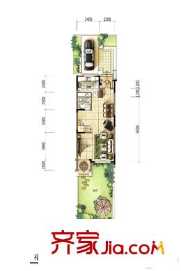 保利梧桐語(yǔ)四拼北入中間戶一層戶型圖 2室2廳3衛(wèi)1廚