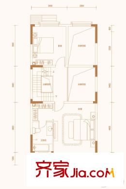 燕云小鎮(zhèn)聯(lián)排別墅二層中戶戶型 4室2廳3衛(wèi)1廚