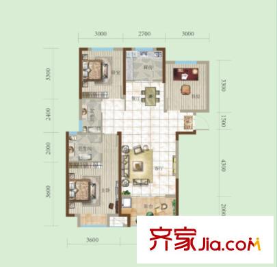 天澤一方戶型圖3室2廳 3室2廳