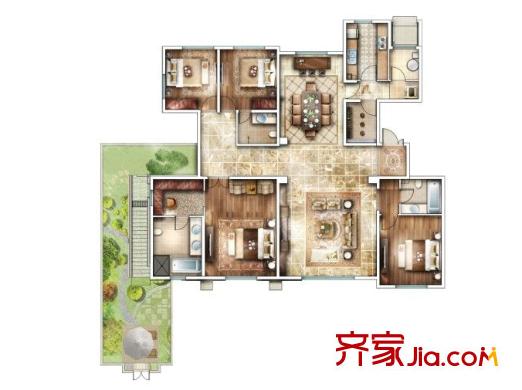 時(shí)尚歐洲戶型圖4室2廳 4室2廳