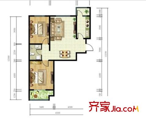 時(shí)尚歐洲戶型圖2室2廳 2室2廳
