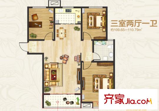 金梭花園戶型圖3室2廳 3室2廳
