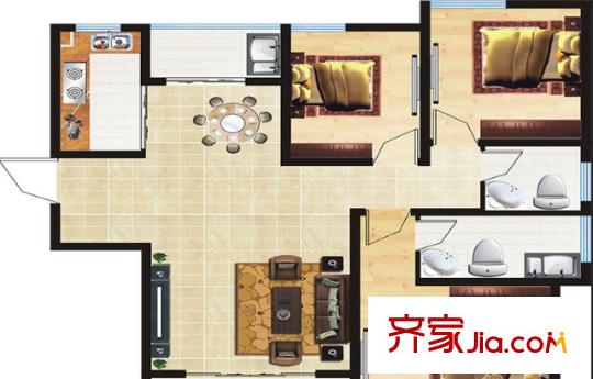 金梭花園戶型圖3室2廳 3室2廳