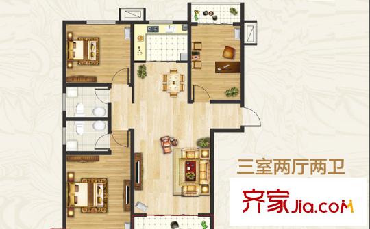 金梭花園戶型圖3室2廳 3室2廳
