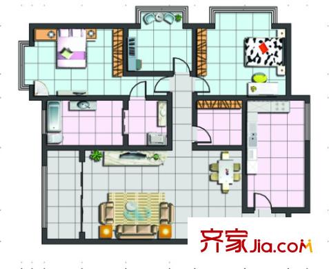 金橋港灣花園戶型圖2室2廳 戶型圖 2室2廳