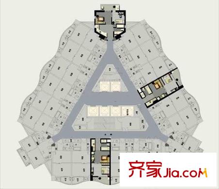 金領(lǐng)國(guó)際一期1號(hào)樓層平面圖 21室21廳21衛(wèi)21廚