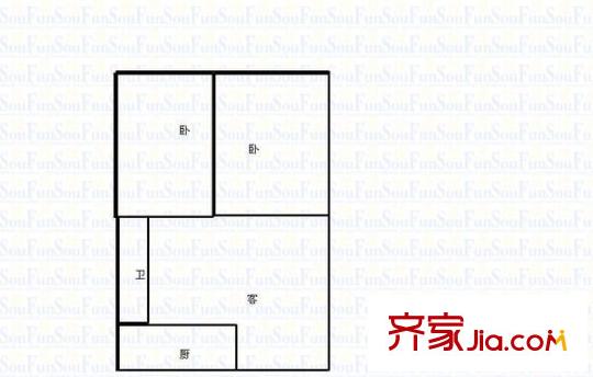 國師街勞動(dòng)局宿舍 2室 戶型圖