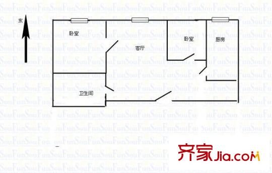 北張小區(qū) 2室 戶型圖