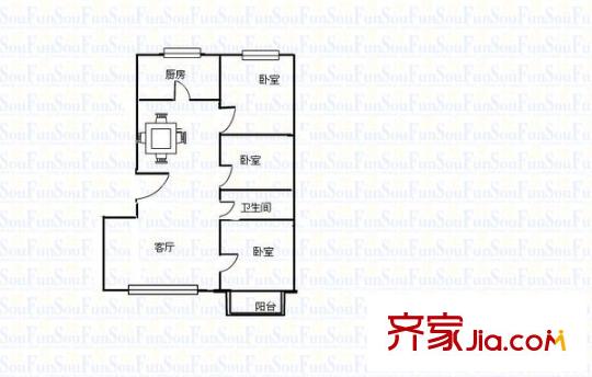 北張小區(qū) 3室 戶型圖