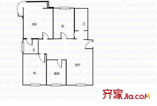 濱東花園 3室 戶型圖