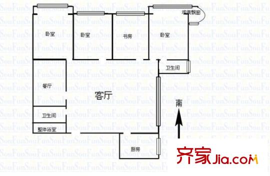 濱東花園 3室 戶型圖