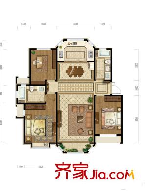 天房天拖三期9-10#樓標準層C戶型 3室2廳2衛(wèi)1廚