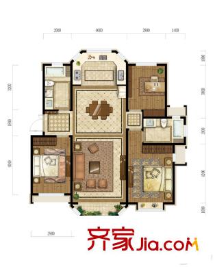 天房天拖三期2-4#樓標(biāo)準(zhǔn)層G戶(hù)型 3室2廳1衛(wèi)1廚