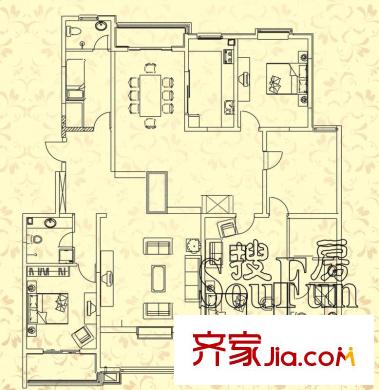 新興國際文教城戶型圖戶型C 3室