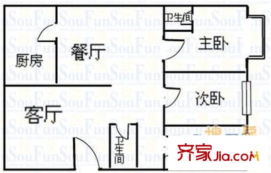 交通小區(qū) 3室 戶型圖