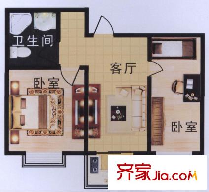 綠景新都戶型圖G戶型 2室1廳1衛(wèi)1廚