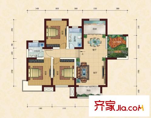 康城項(xiàng)目戶型圖1#2#3#4#5#樓A戶型 3室2廳1衛(wèi)