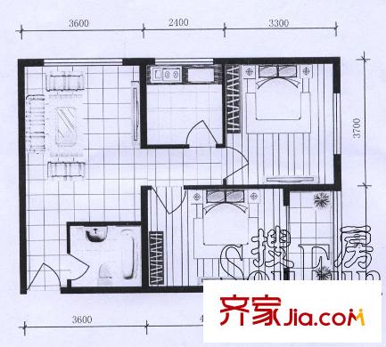 卡爾生活館戶型圖戶型圖A 2室1廳1衛(wèi)1廚