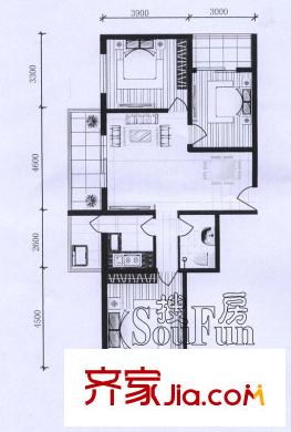 卡爾生活館戶型圖戶型圖C 3室2廳1衛(wèi)1廚